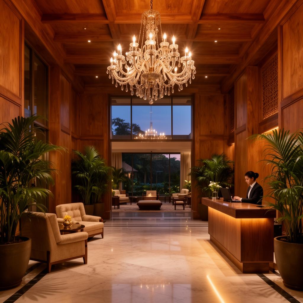 Boutique hotel reception lobby