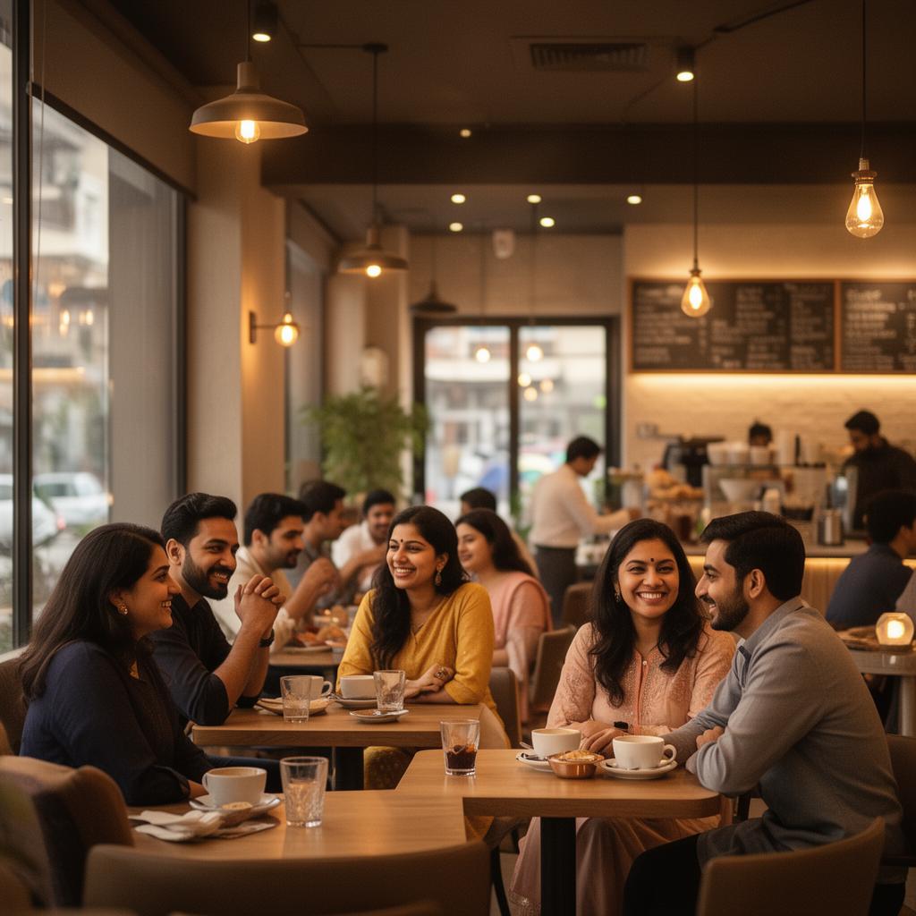 Busy restaurant interior with diners