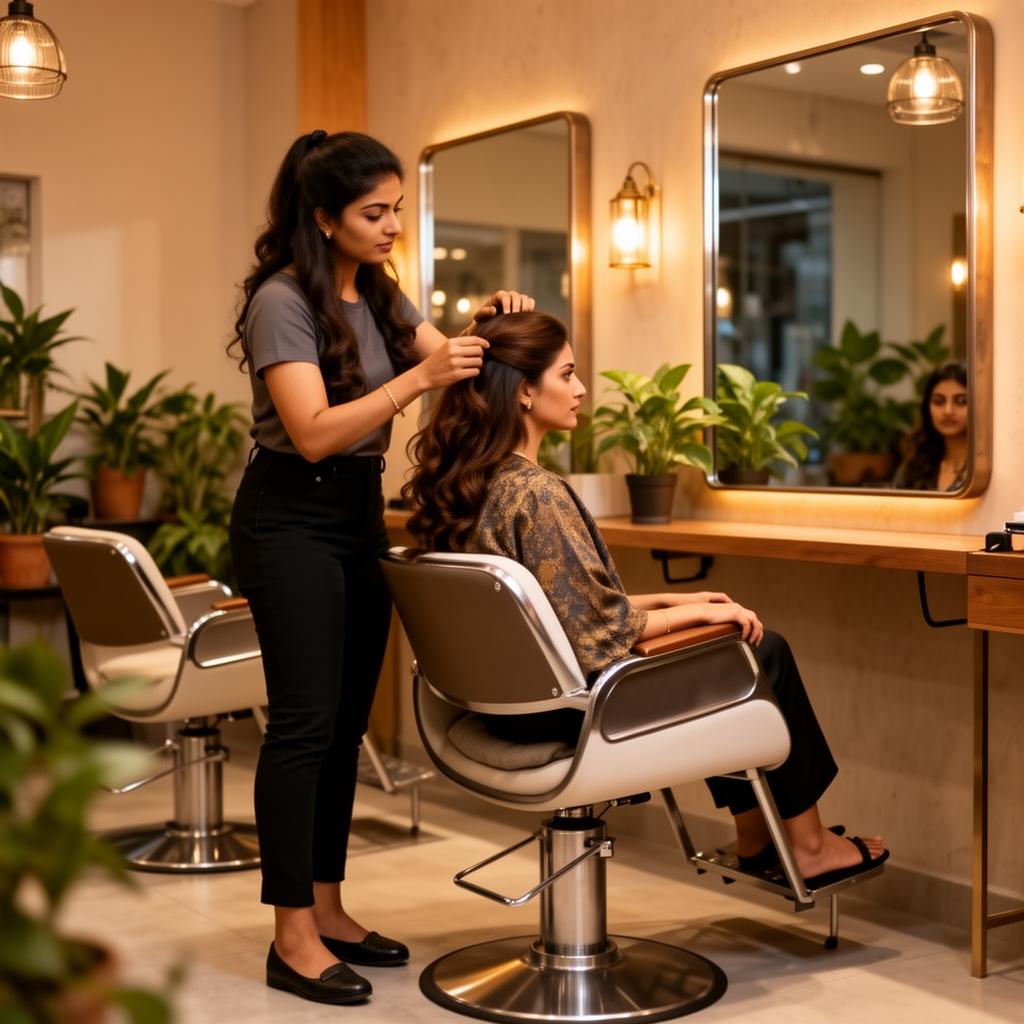 Modern hair salon styling chair